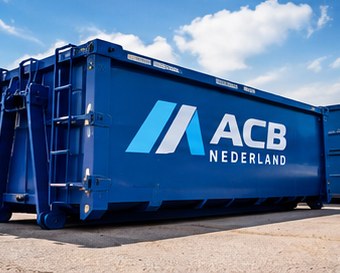 Blauwe open afvalcontainer van ACB Nederland